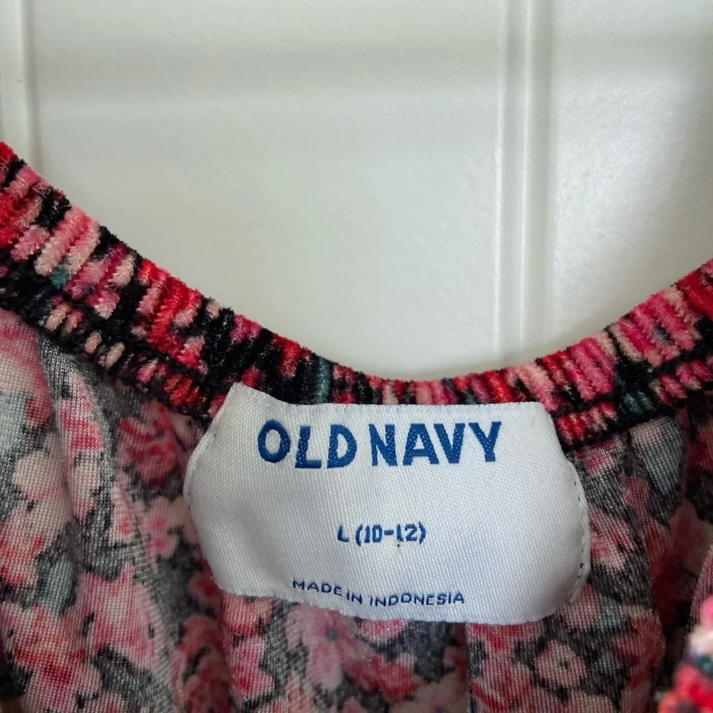 EUC | Old Navy‎ girl’s velvet floral puff sleeve blouse — large